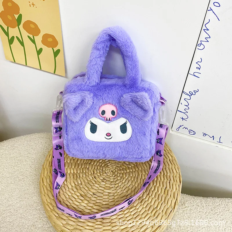 Kawaii مرحبا كيتي حقيبة قطيفة الكرتون أنيمي كورومي ميلودي حقيبة يد محمولة Crossbody مستحضرات التجميل حقيبة التخزين النساء الفتيات هدية