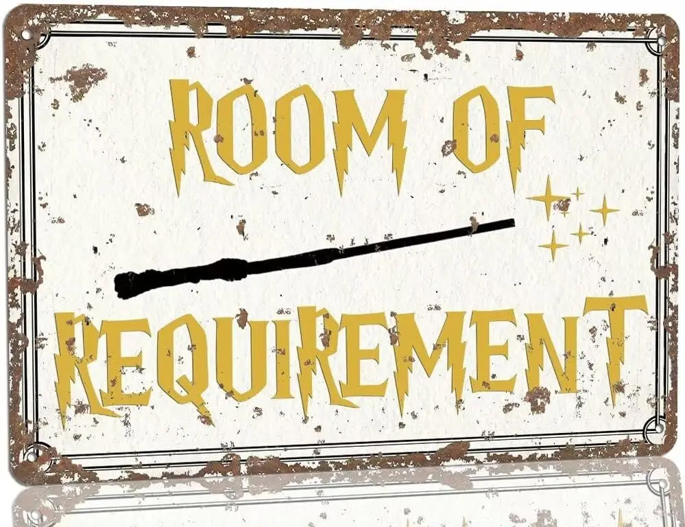 Room of Requirement Metal Tin Sign Funny Gifts for Magic Lover Signs Vintage Wizard Themed Sign for Bedroom Bathroom Living Room