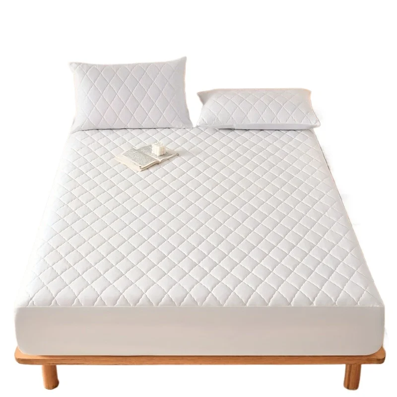 MEICARE 1pc High-Quality Thickened High Quality Fitted Sheet Single Piece Solid Color Rhombus Pattern Mattress Protector