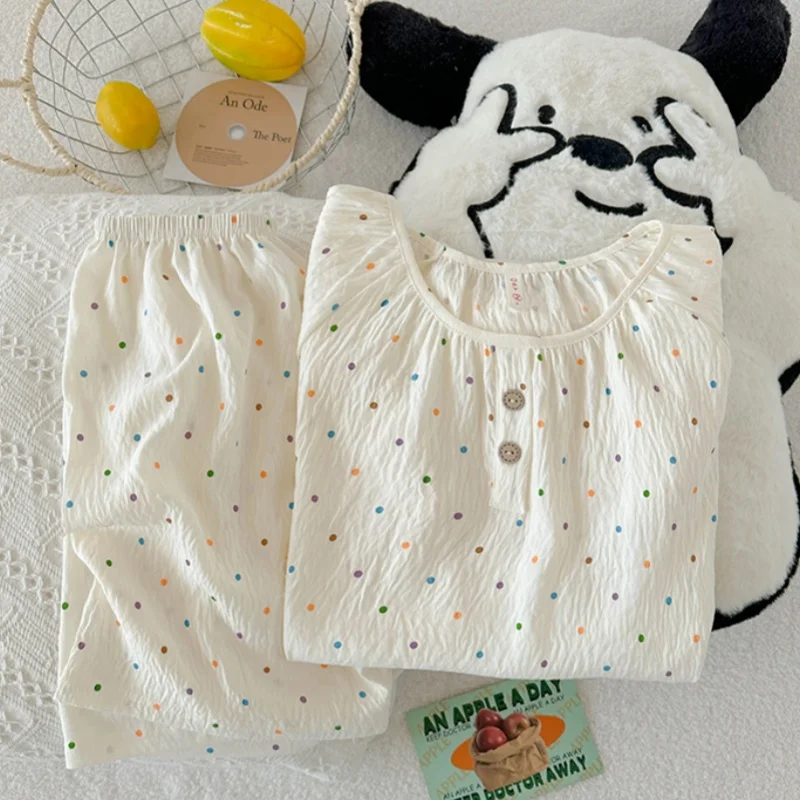 2 قطعة بيجامة مطبوعة على الموضة للنساء الصيف الجولة الرقبة قصيرة الأكمام السراويل الحلو لطيف ملابس خاصة الراحة المتسكعون 2025 جديد #1