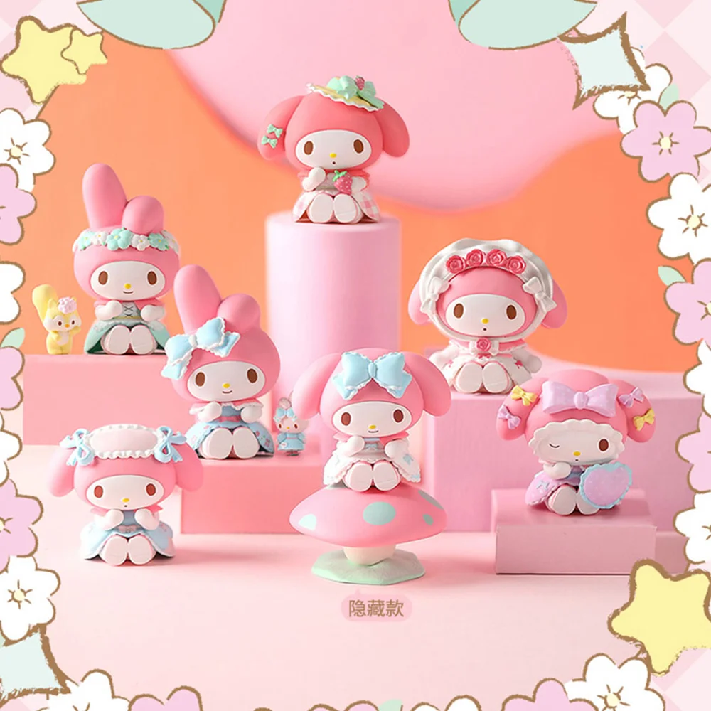 Genuine Kawaii Sanrio Anime Figures My Melody Forest Tea Party Action Figure Dolls Toys Collections Desktop Ornament Decoration