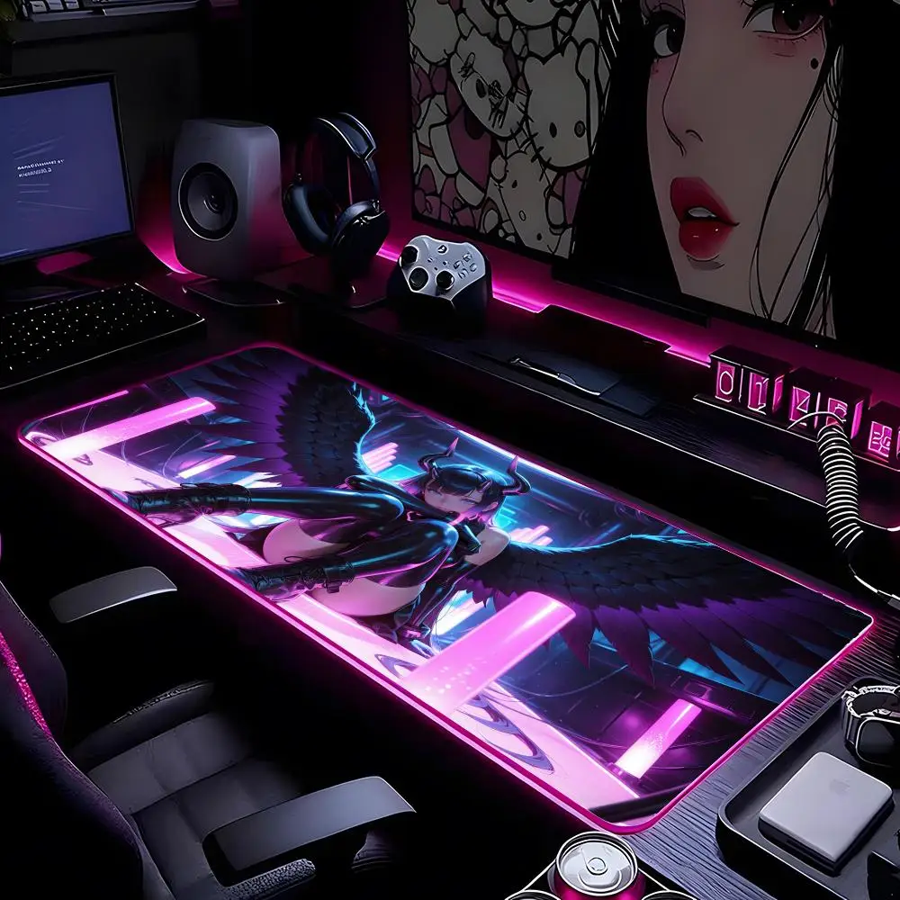 

Коврик для мыши с героями мультфильмов и анимациями, коврик для мыши с HD-печатью, компьютерный геймерский запирающийся край, нескользящий коврик для мыши RGB XXL90x40 см, клавиатура P