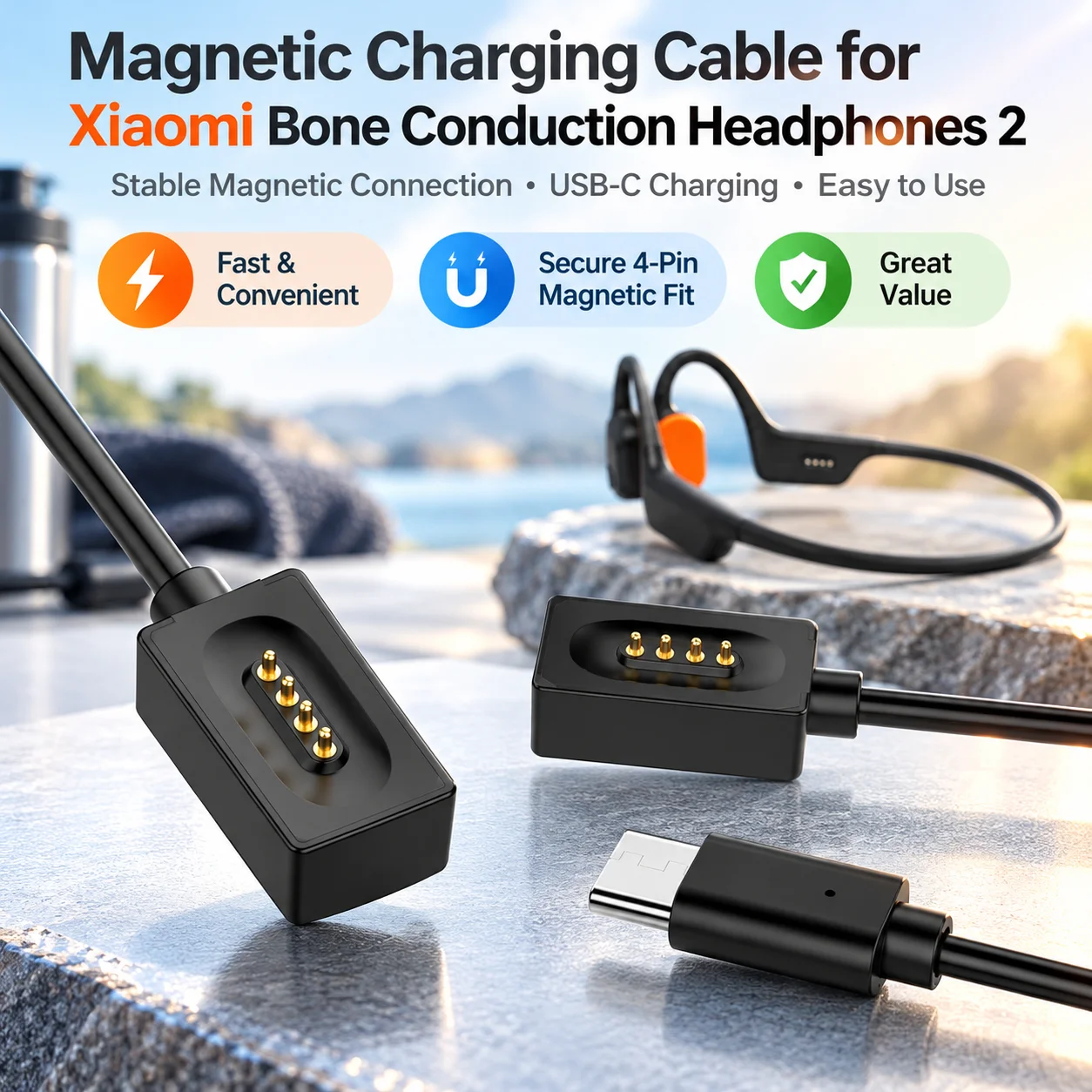 Replacement Magnetic Charging Cable USB Cord Charger For Xiaomi Bone Conduction Headphones 2（M2447E1） USB Charger