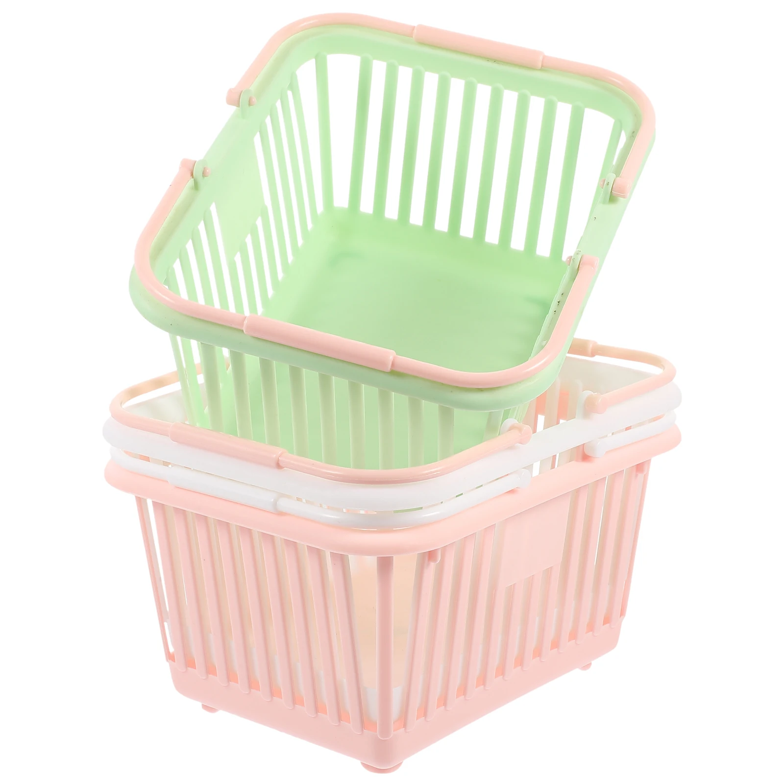 

3 Pcs Storage Basket Organizer Bins Trash Can Hanging Fruit Small Plastic with Handle Baskets