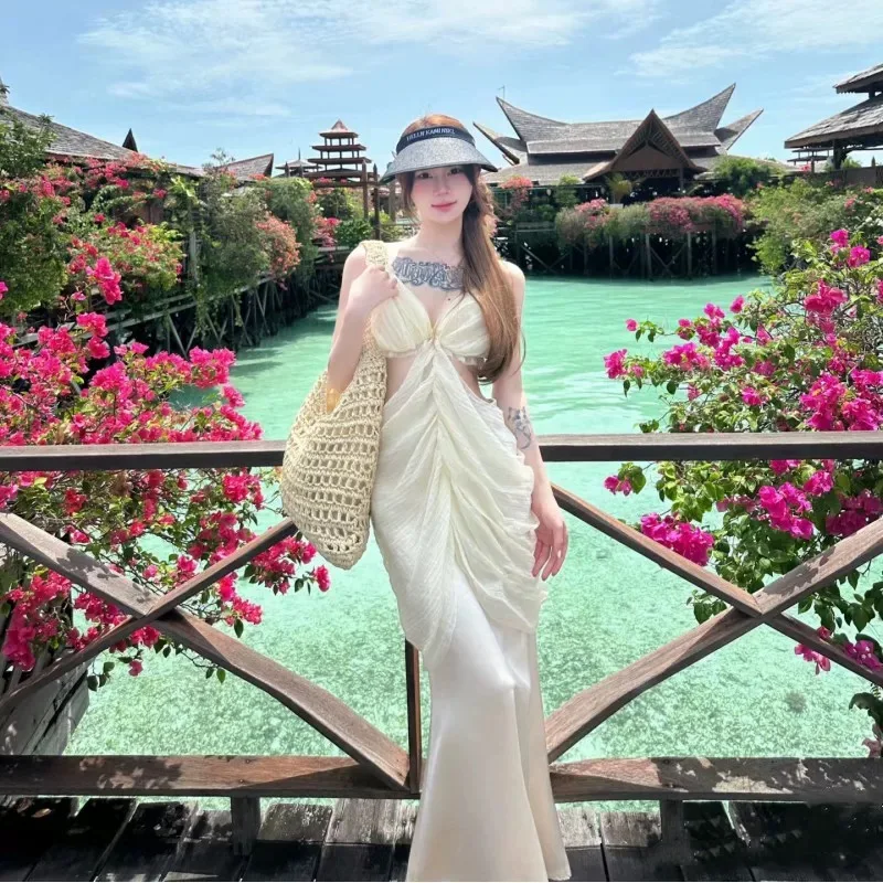 Korea Thailand Maldive Bali Top Rok Set Lady Sweet Hot Sexi Fairy Travel Suits Sling Luxury Design Beach Party Travel Outfit