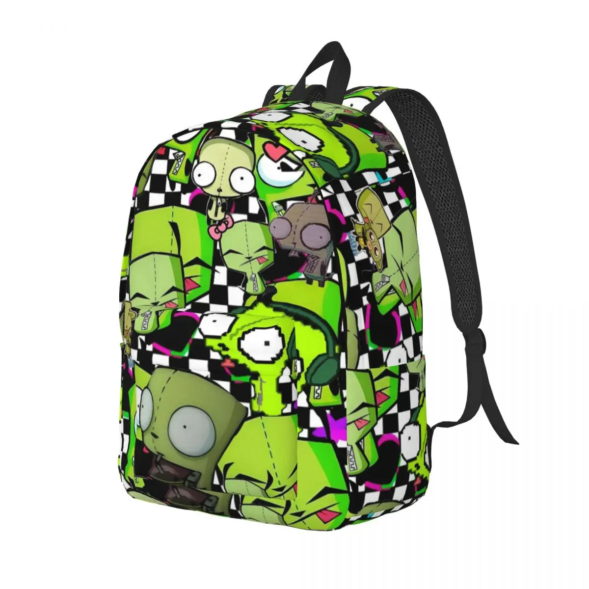 Invader Zim Gir Cartoon Teenage Backpack with Pocket Student Business Daypack for Men Women College Canvas Bags
