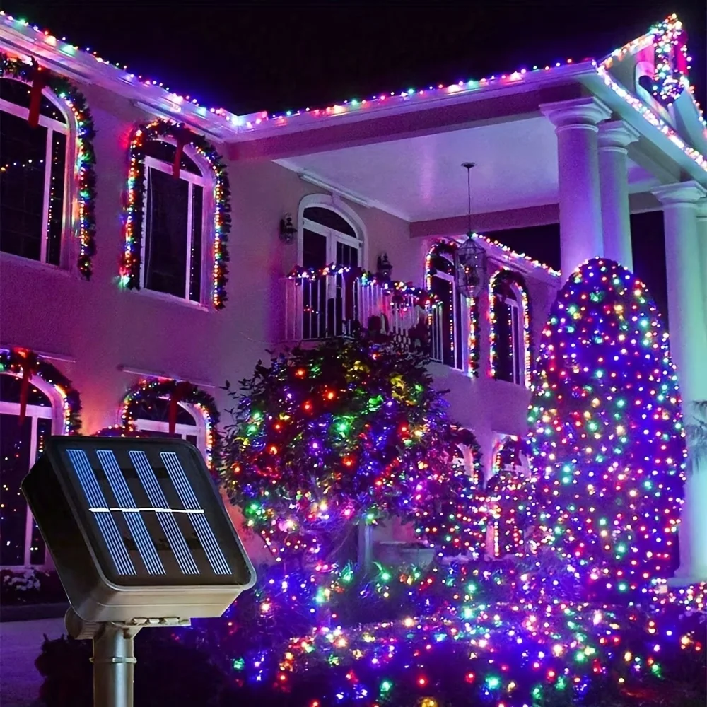 1PC 100LED Solar Christmas Lights with 8 Modes Solar Fairy Lights Perfect For Outdoor Yard Tree Garden Christmas Home Decoration