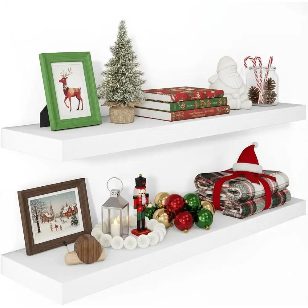 

12 глубоких плавающих полок для стены, полки 24/36/48/55 дюймов для настенного монтажа в комнате, плавающая полка толщиной 2 дюйма для гостиной Bedro