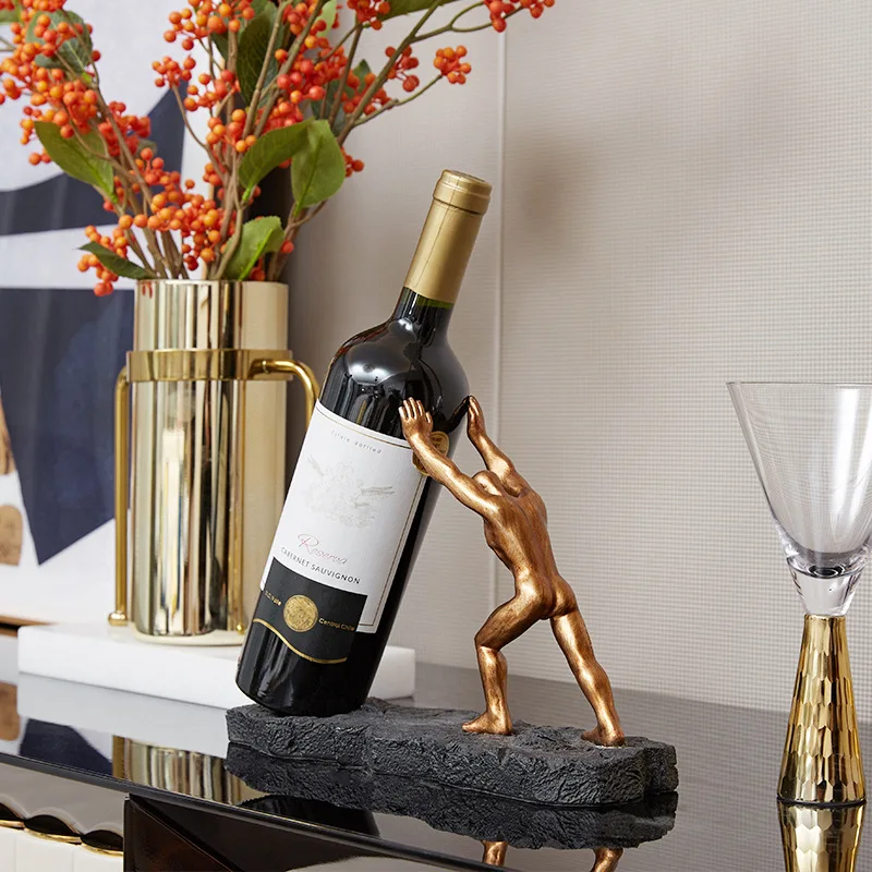 European light luxury creative character red wine rack resin ornament wine cabinet study home decoration red wine  rack