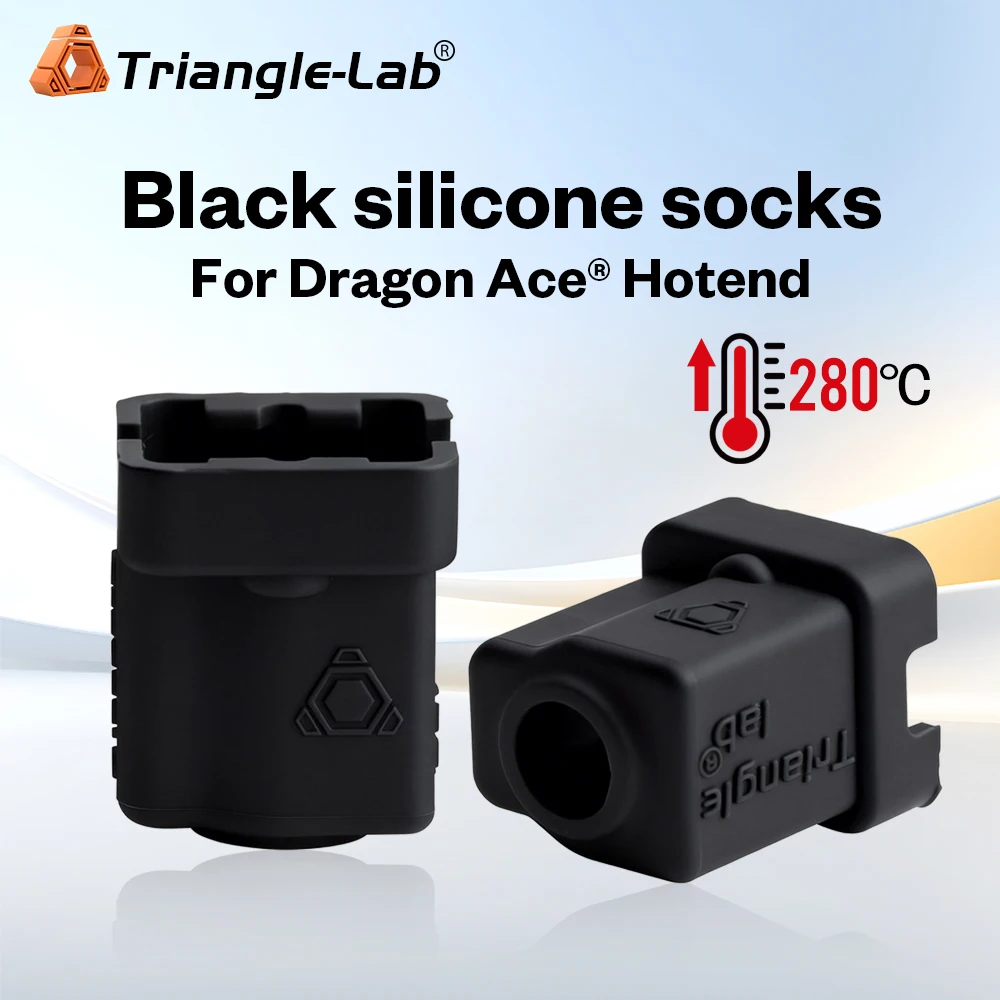 

TriangleLab Dragon Ace ® Черные силиконовые носки для хотэнда Dragon ACE, выдерживают высокую температуру до 280 градусов Цельсия
