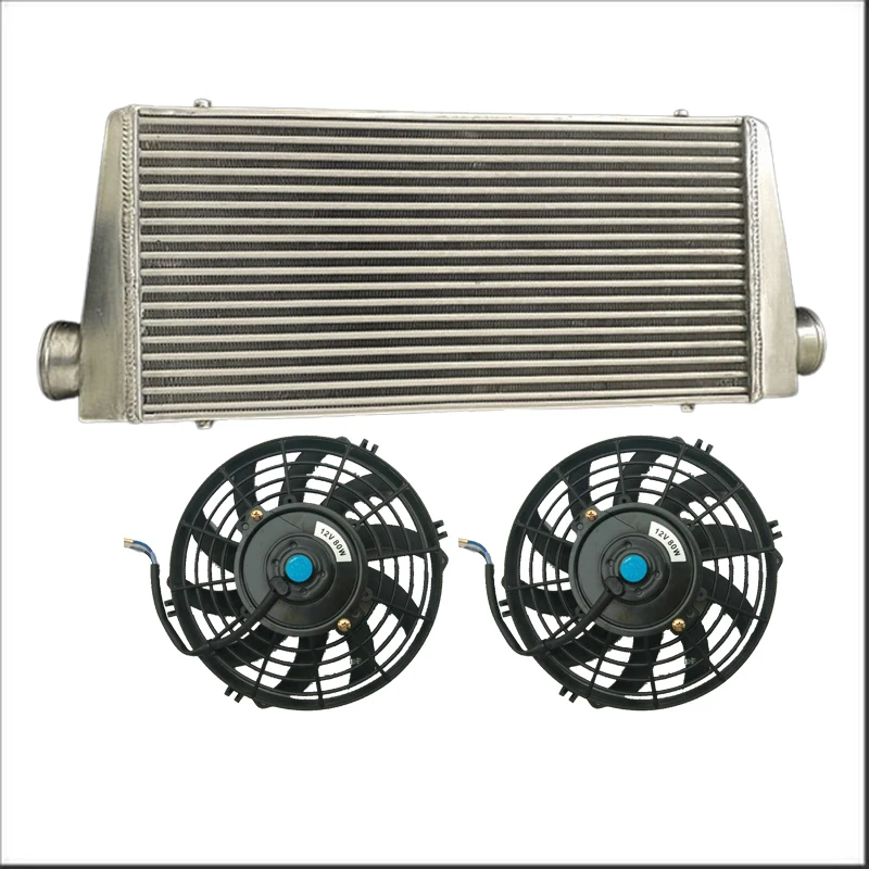 600X300X76mm FMIC Universal Aluminum Intercooler+Fan For 3