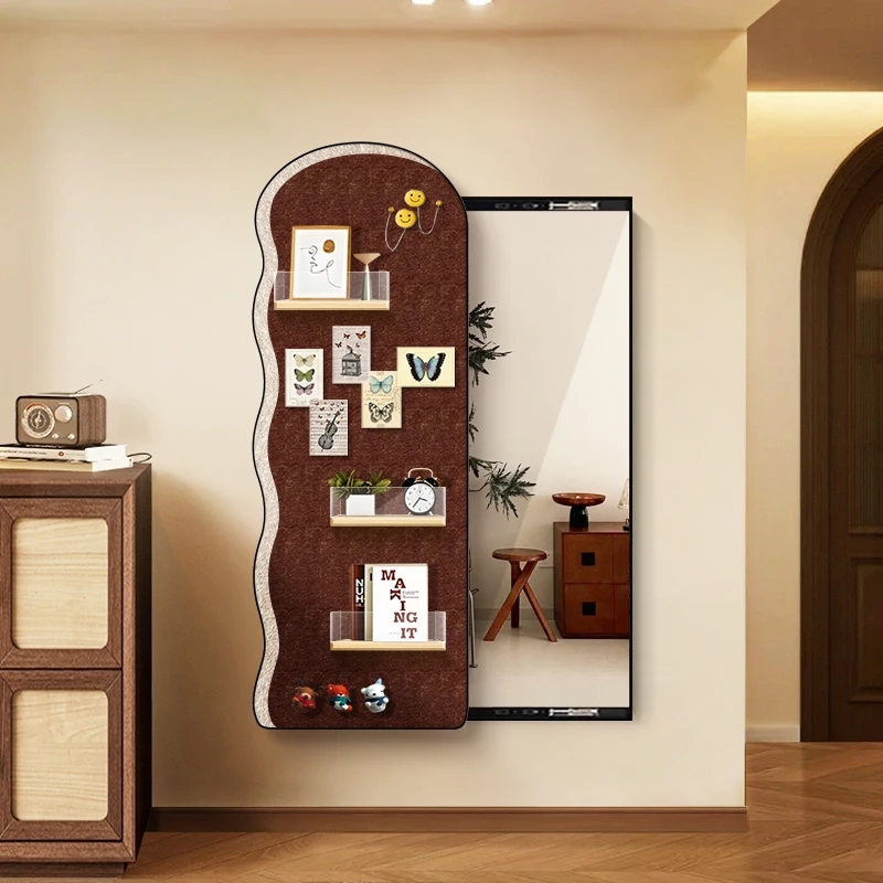 Medieval full-body mirror hidden DIY porch full-length mirror can be stored felt board photo wall sliding mirror painting