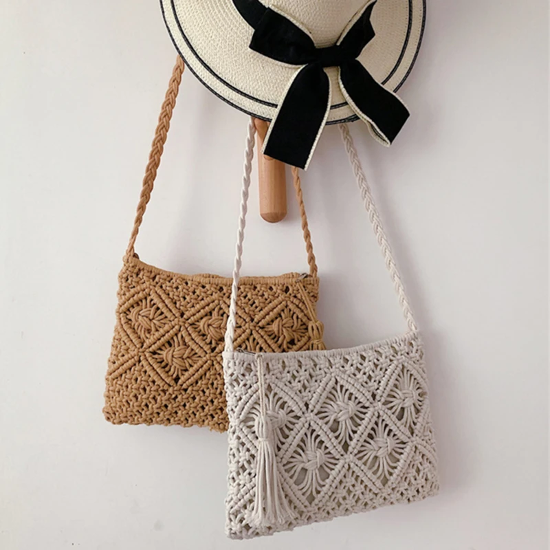 Fashion Woven Hollow Out Shoulder Bags Straw Summer Crossbody Beach Travel Handbag Female Bag Women Messenger Bags 2024