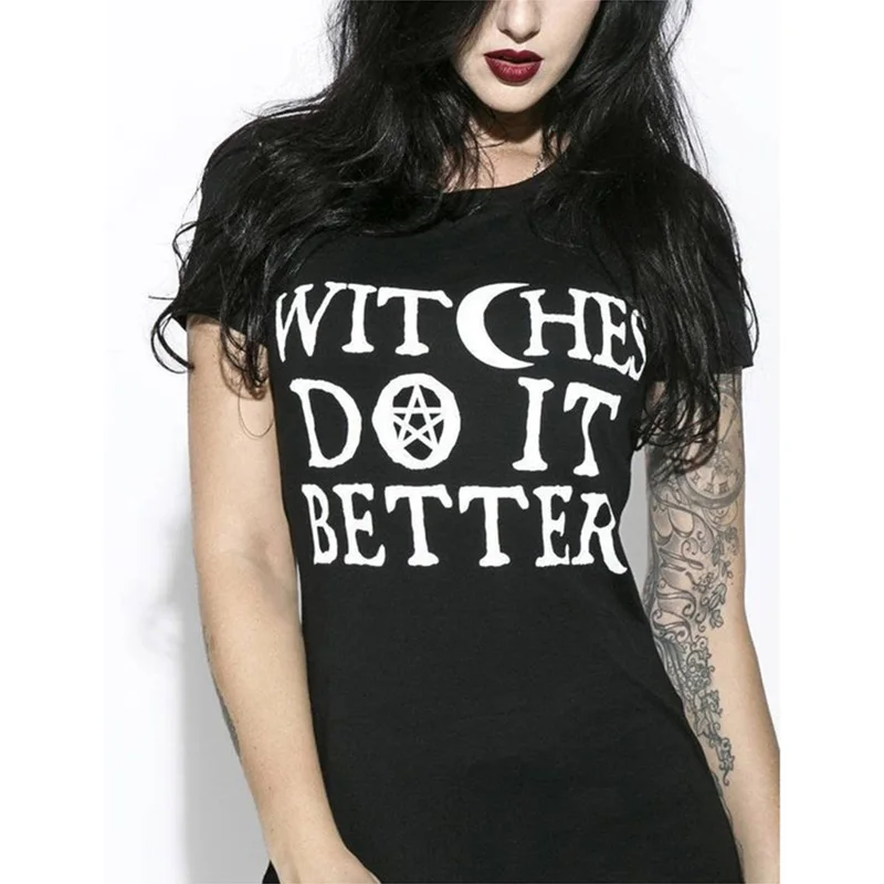 Witches Do It Better T-Shirt Gothic Tee Shirt Summer Fashion Tumblr Grunge Tshirts Halloween Outfits Short Sleeve Tee Shirt