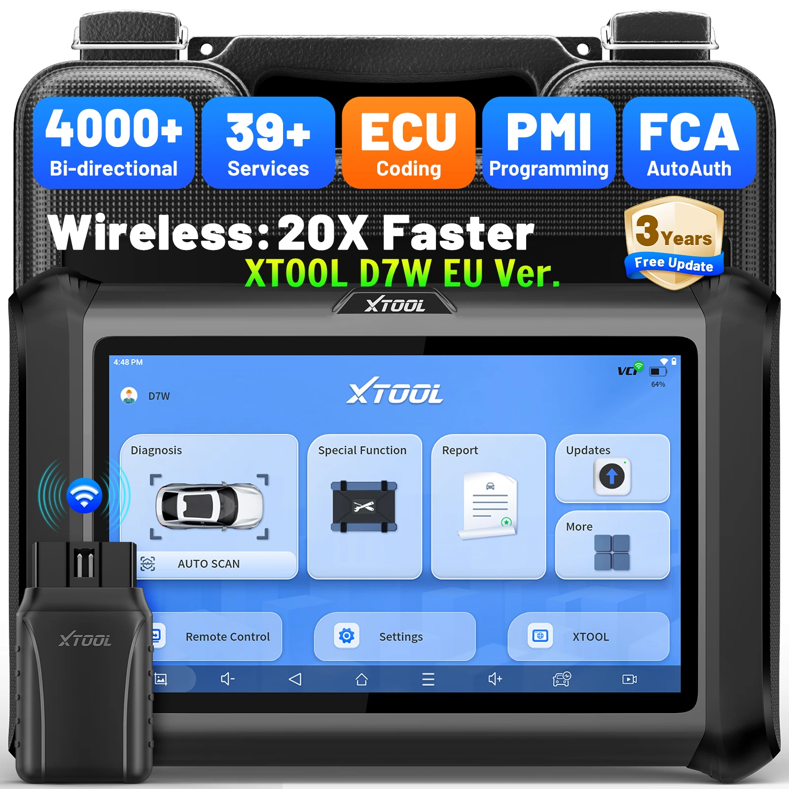 EU Stock XTOO D7W EU Automobile Diagnostic Tool Abs Code Reader OBD2 Scanner for All Cars with Key Programming 39+ Reset