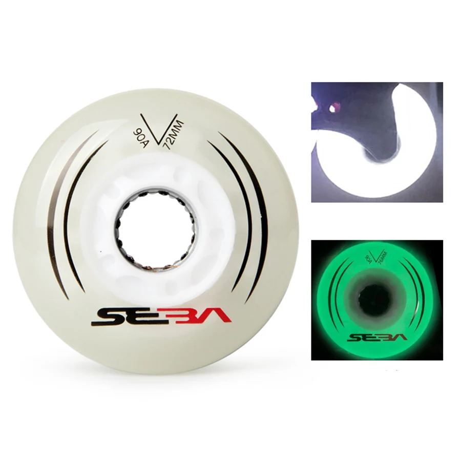 4 adet aydınlatma ve aydınlık tekerlekler 100% orijinal SEBA LED flaş Inline paten tekerlekleri Sliding sürgülü silindirler Slalom pateni lastikler