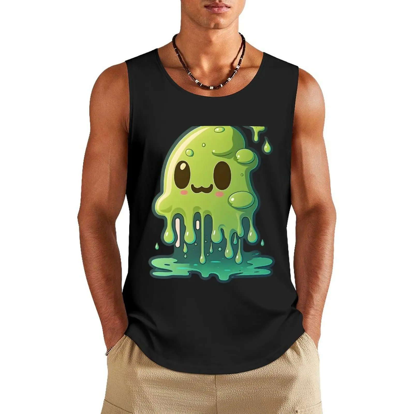 

Green Slime Tank Top Men's gym clothing sleeveless man shirts T-shirt male
