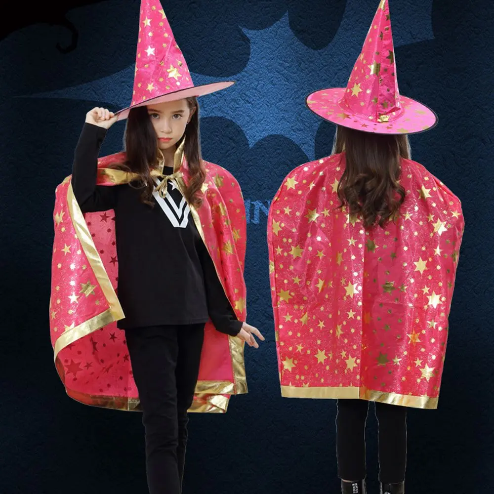 Terrible For Boys Star Unisex Witch Caps Scary Costumes Children Cosplay Costumes Halloween Cloak Sets Performance Clothes