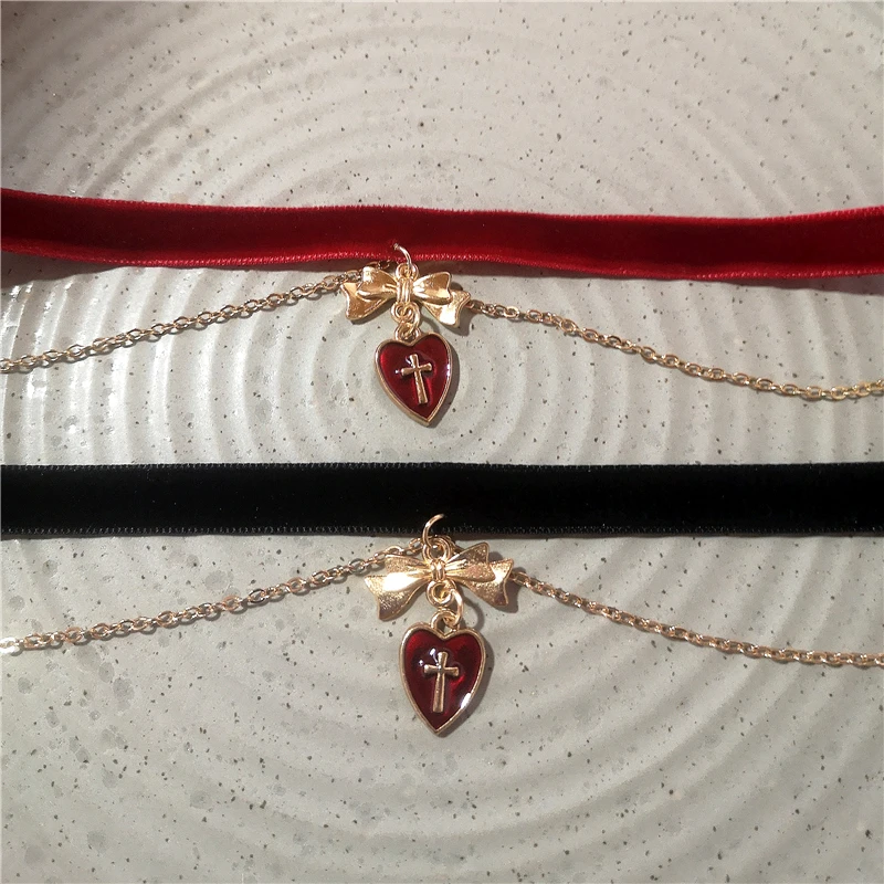 Modische, sexy Perlen-Herz-Spitzen-Halskette mit Anhänger, Samtkette, Choker für Damen, Charm-Party-Schmuck, personalisierter Halsschmuck, besondere Geschenke – Detail 10