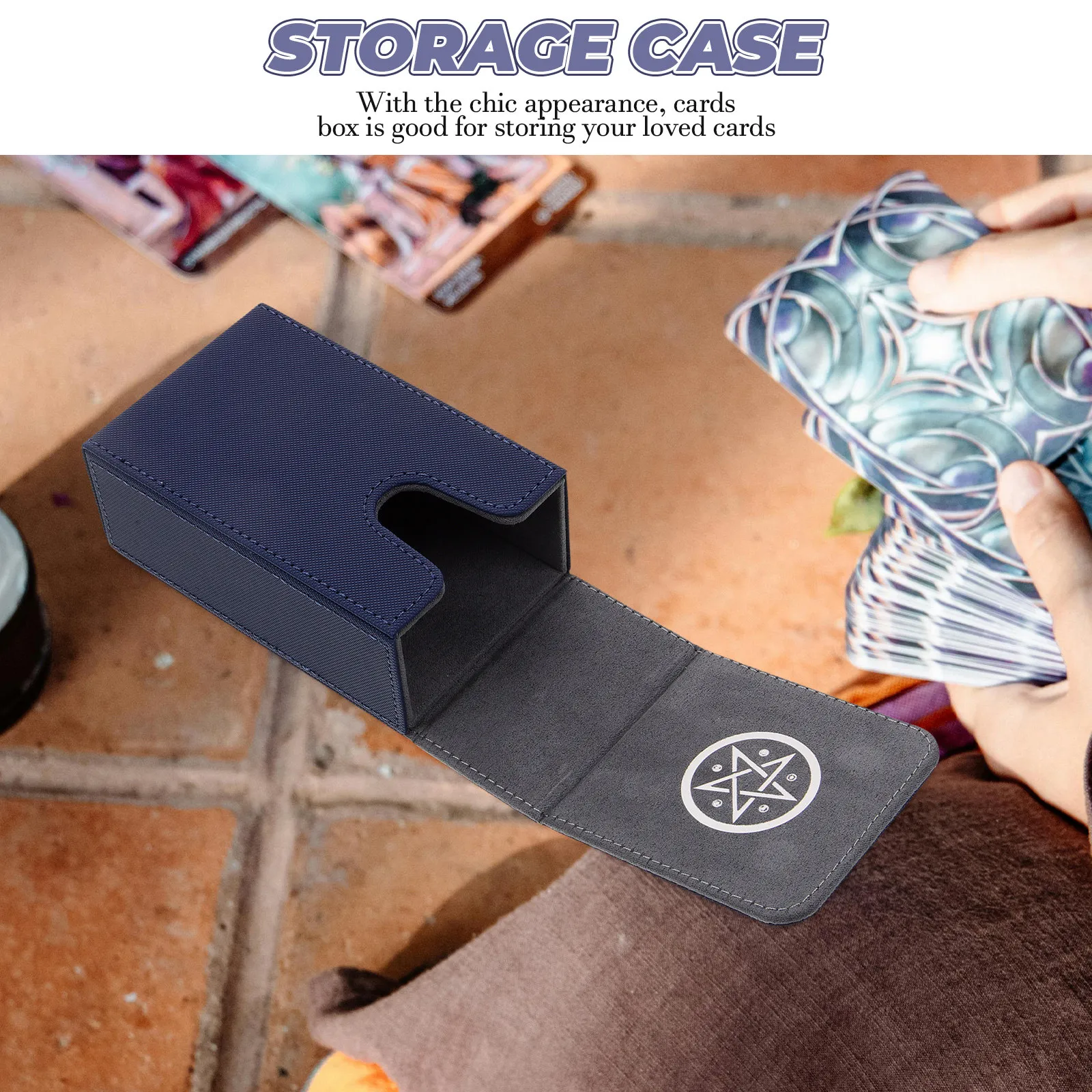 PU Tarot Card Storage Box with Sealed Magnetic Lid Portable Compact Organizer for Tarot Cards Diary Envelopes Postcards