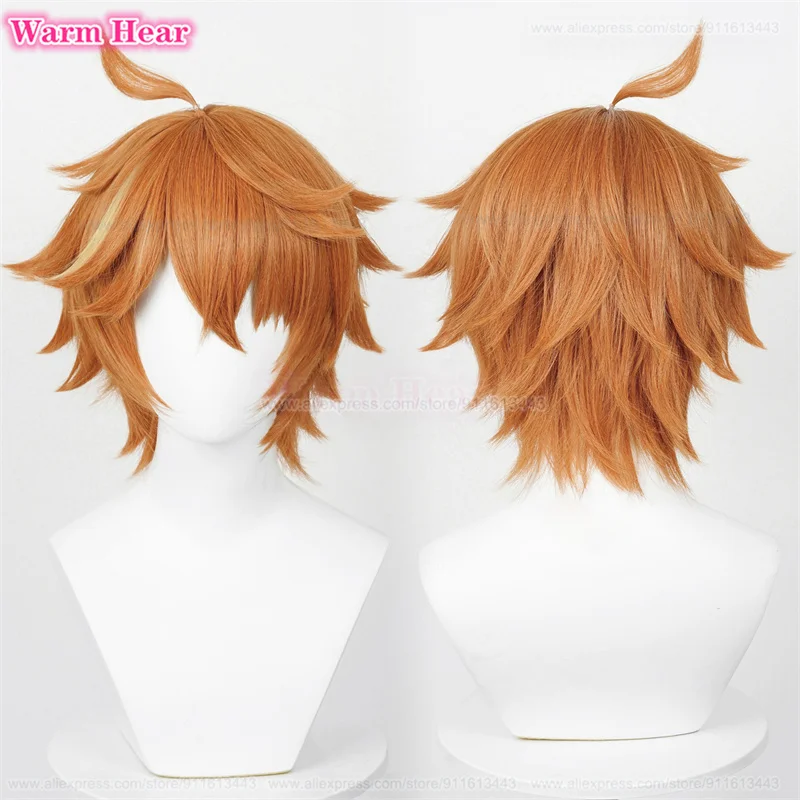 Tartaglia Synthetic Wig Anime Tartaglia Headwear Mask Props Earrings Cosplay Anime Wigs Heat Resistant Hair Party Wigs + Wig Cap