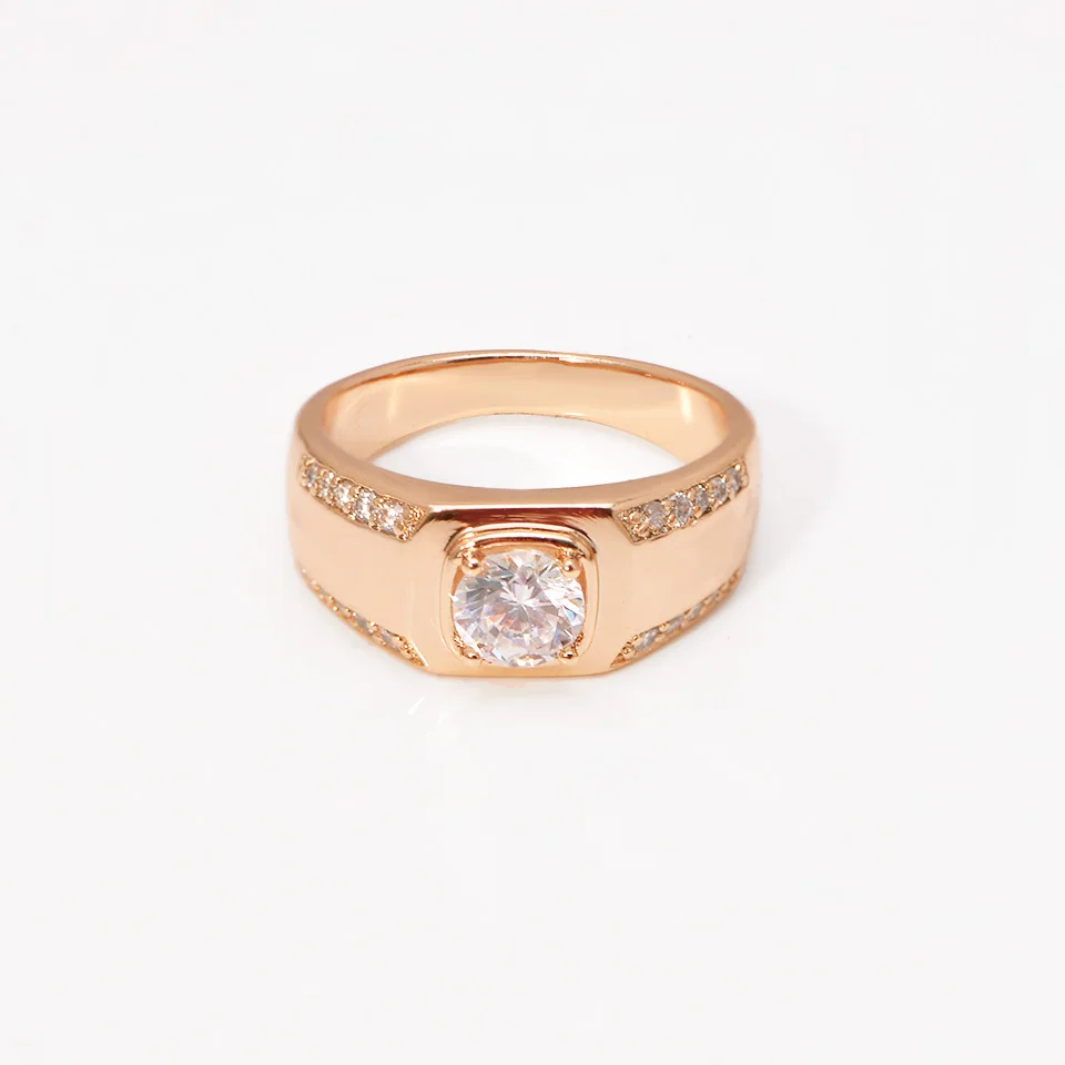 MxGxFam Single Stone Men Rings Fashion Jewelry Gold Plated 18 K and Environmental Copper
