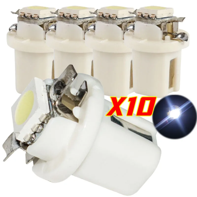 

Cars Interior Lamp Dashboard Side Switch Lamps 12V 10Pcs Car Dashboard Speed Lights Bulb Lamp T5 B8.5d LED Light Accessories
