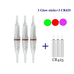 발광 라이트 글로우 스틱 + 3CR425 전자 스트로브 글로우 스틱, 바다 낚시 라이트 스틱, 밝고 다채로운 라이트 스틱 도구, 3 개