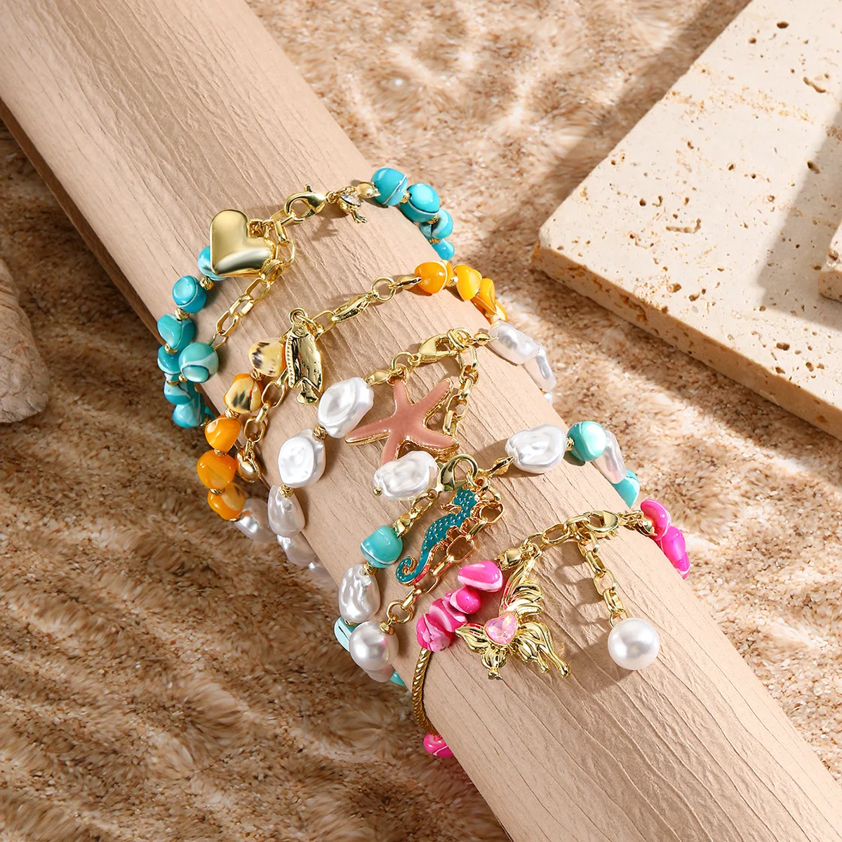 

10 Pieces Faux Pearl White Shell Summer Beach Bracelet Women Boho Jewelry Gifts Wholesale