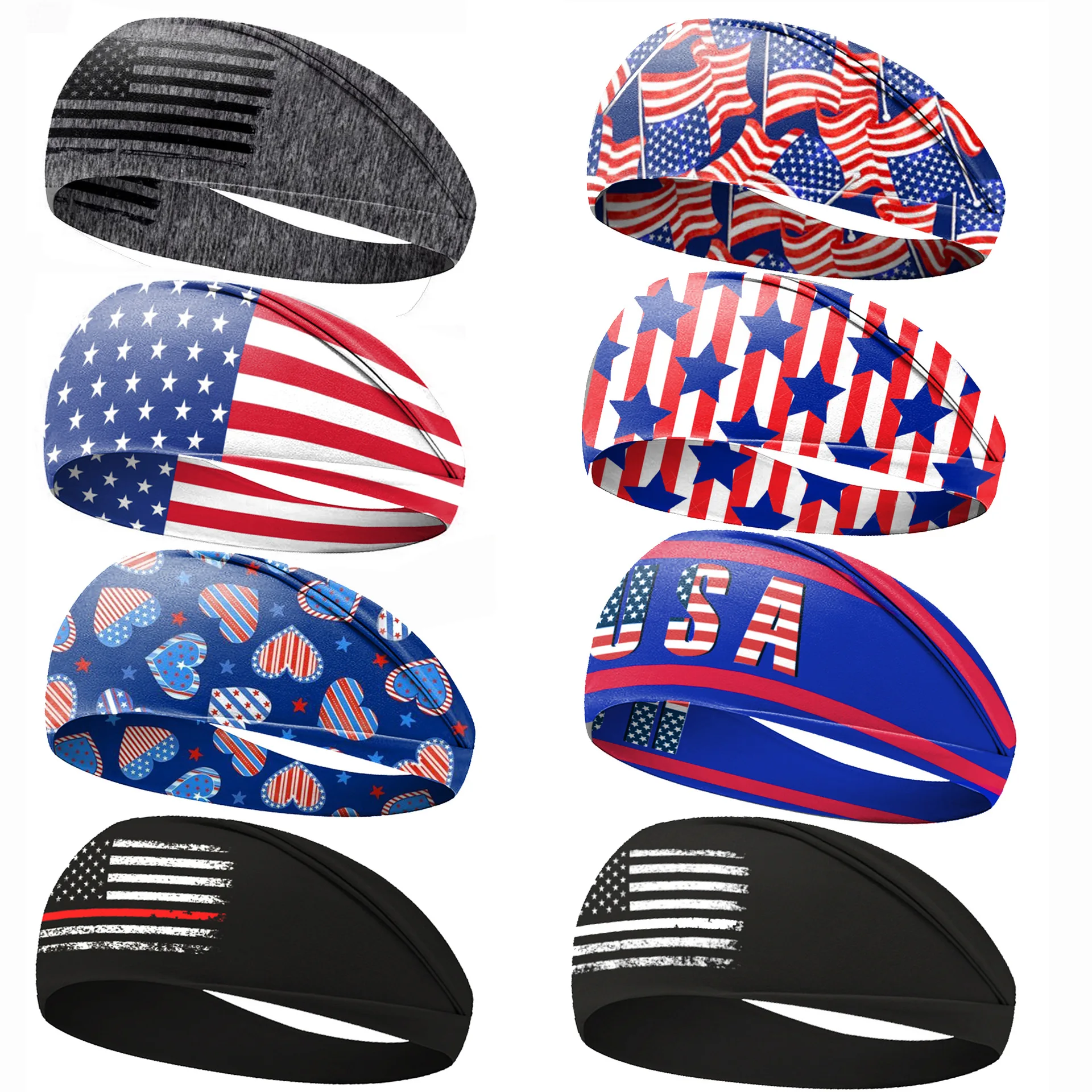 USA Flag Independence Day Hair Band Men Women Headband Wide Turban Sport Yoga Hairband Twisted Knotted Headwrap Hair Accessories