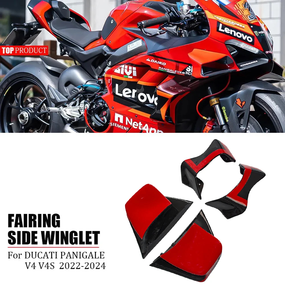 

NEW Ducati Panigale V4 V4S V4R SP 2022 2023 2024 Fixed Wing Kit Aerodynamic Deflector Moto GP Same Fixed Wing Spoiler Red black