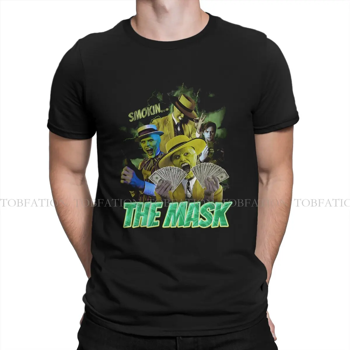 Bootleg Vintage TShirt For Male The Mask Movie Camisetas Fashion T Shirt 100% Cotton Soft Printed Loose