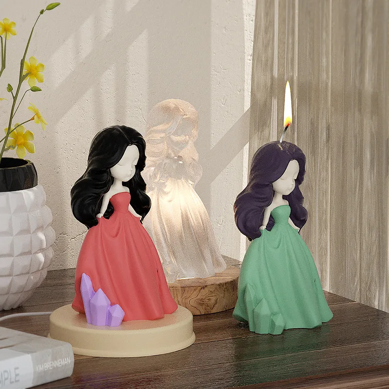 DIY Crystal Epoxy Resin Candle Mold Three-dimensional Small Princess Pendulum Candle Mold Millwork Portrait Base Silicone Mold