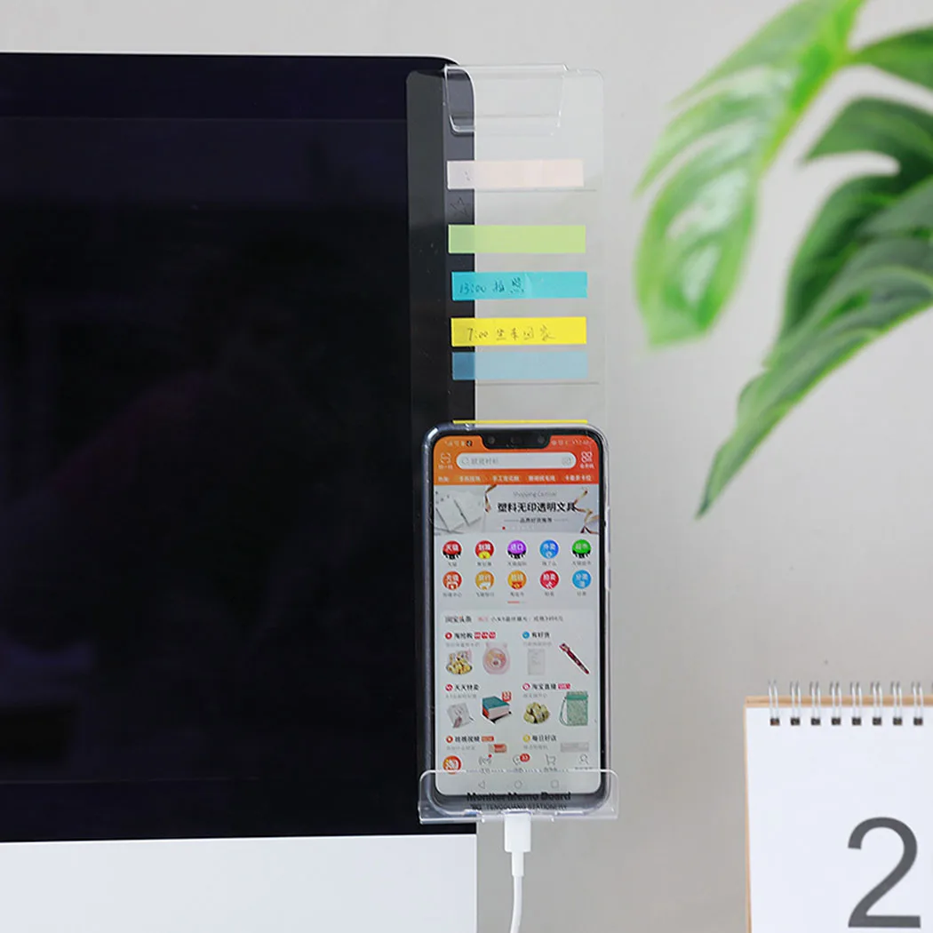 Creative Acrylic Monitor Message Memo Board For Sticky Note Transparent Name Card Phone Holder Desktop Plastic Holder Stationery