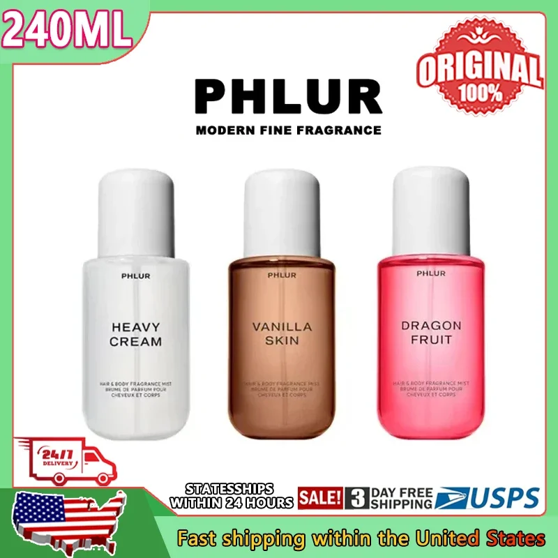 240 ml (8 FLOz) PHLUR Heavy Cream Body Mist Hair Body Mist Körperspray Marshmallow Schlagsahne Jasmine Coconut Vanilla Körperspray