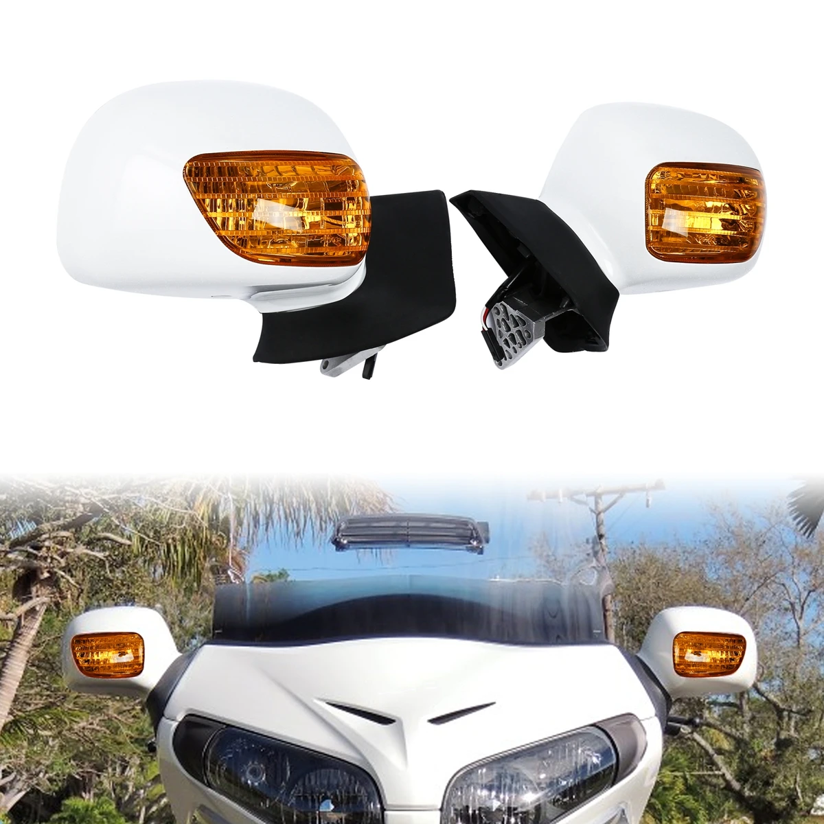 Motorcycle Rear View Mirror Turn Signals For Honda Goldwing GL 1800 2001-2017