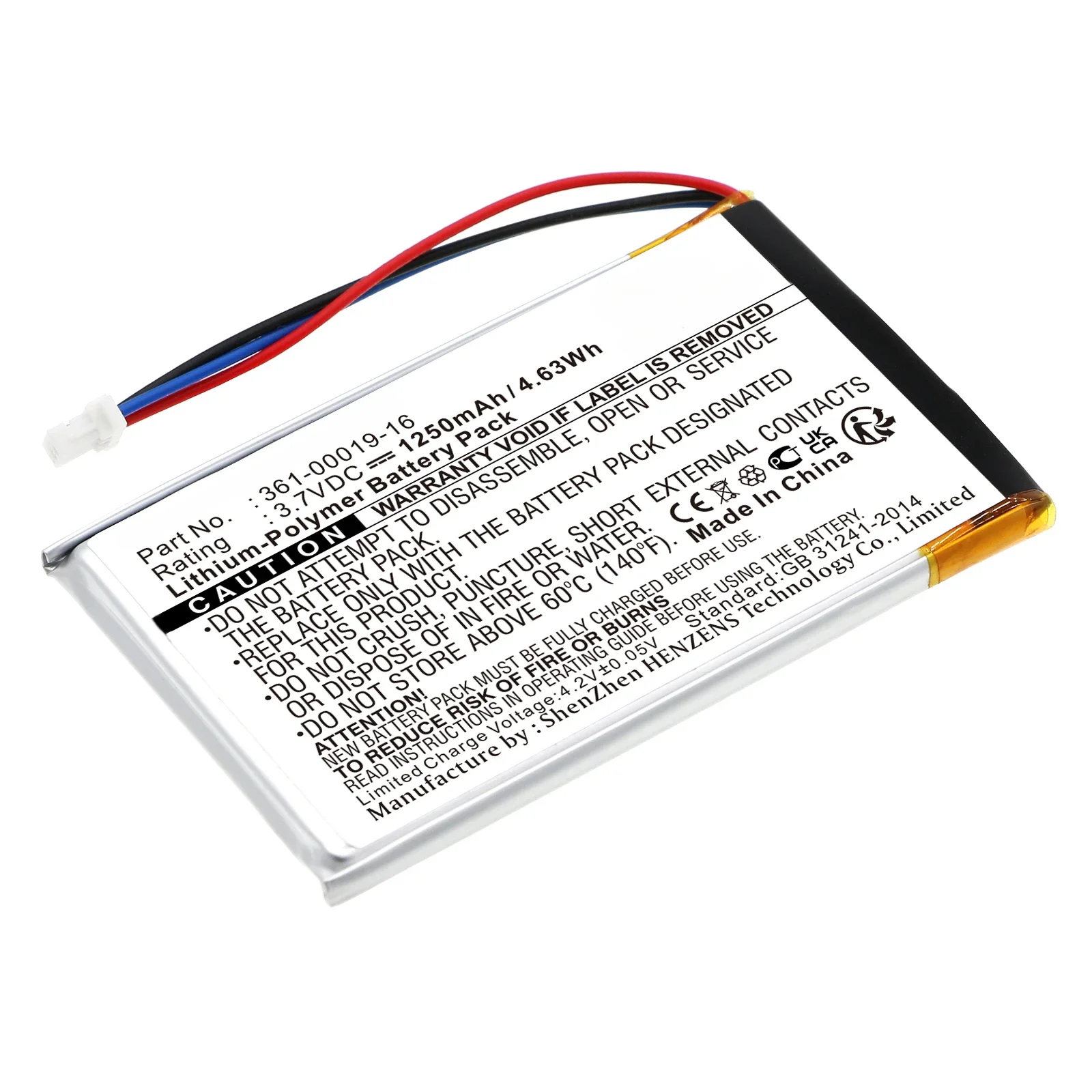 Battery for Garmin Nuvi 1300 1350 1350T 1370T fits Garmin 361-00019-12 GPS, Navigator battery 1250mAh