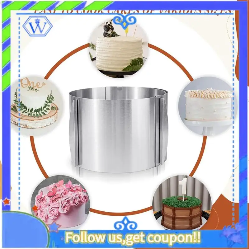 

Easy To Use 2 Pcs Cake Mold 15 Cm High, 6 To 12 Inch Adjustable Cake Ring Cake Baking Supplies For Mousse Baking Dessert Cake Ma