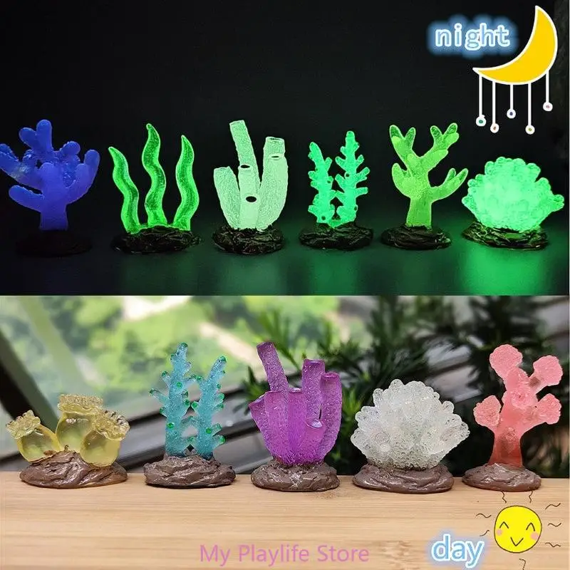 Aquariums Glowing Resin Coral Decoration Fish tank Aquatic Underwater Ornament Landscaping Safety Decor for Fish Shirmps