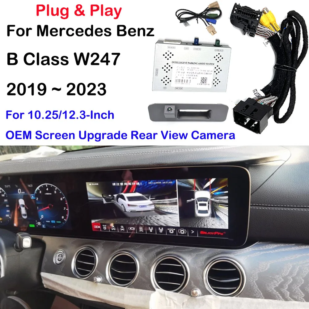 Rückfahrkamera-Kit speziell für Mercedes Benz B-Klasse W247 2019 ~ 2023 mit 10,25/12,3-Zoll OEM-Bildschirm Upgrade Rückfahrkamera