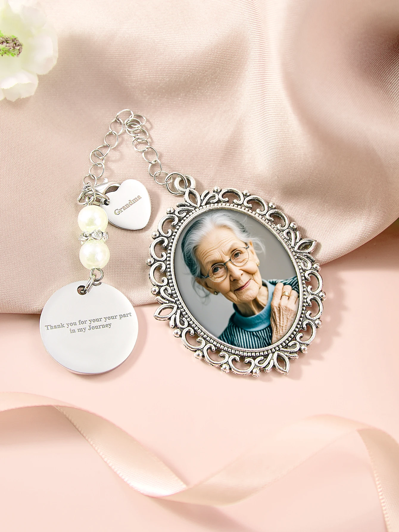 Custom Photo Bouquet Charm Personalized Picture Pendant Wedding Bridal Memorial Charm Gift for Couple Anniversary Birthday image 3