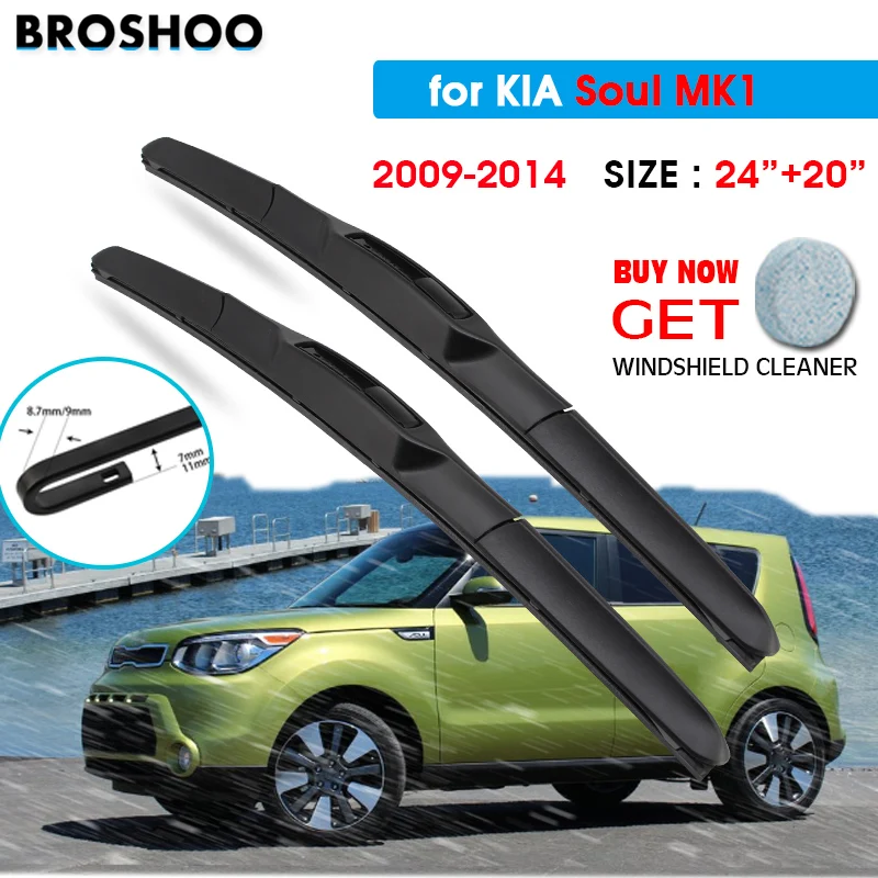 

Car Wiper Blade For KIA Soul MK1 2009 2010 2011 2012 2013 2014 24"+20" Auto Windscreen Windshield Wipers Window accessories