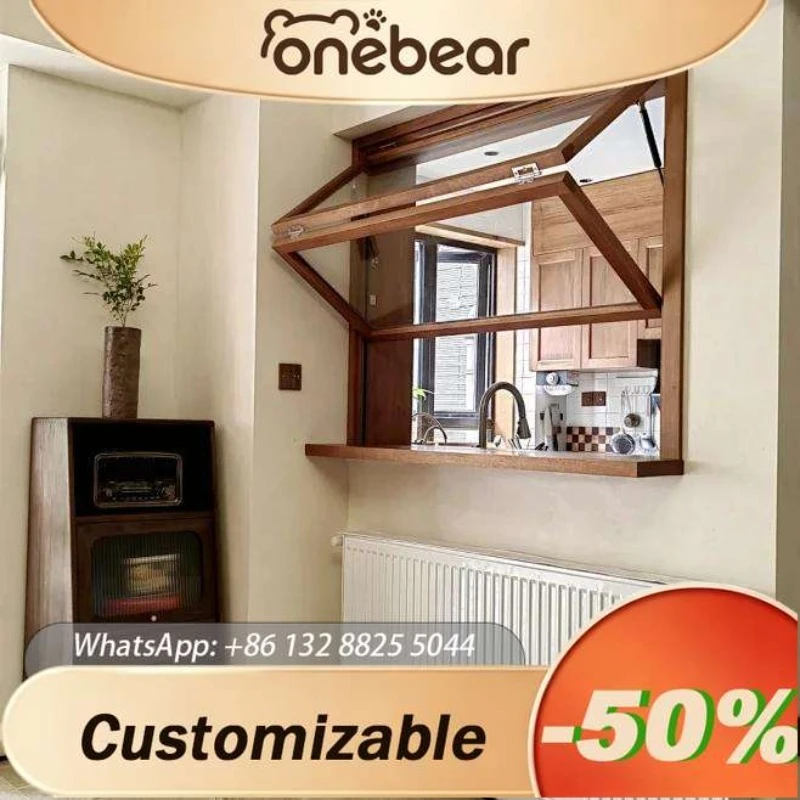 Any Size Custom New Design Double Glazed Aluminum Folding Sliding Glass Window For Kitchen Courtyard Barbecue Outdoor Use