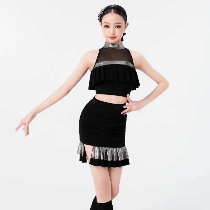 UK Latin Dance Wear New Spring Summer Kids Girls: Starry Ocean Galaxy Dance Set, Sea Night Performance Costume ballroom dance