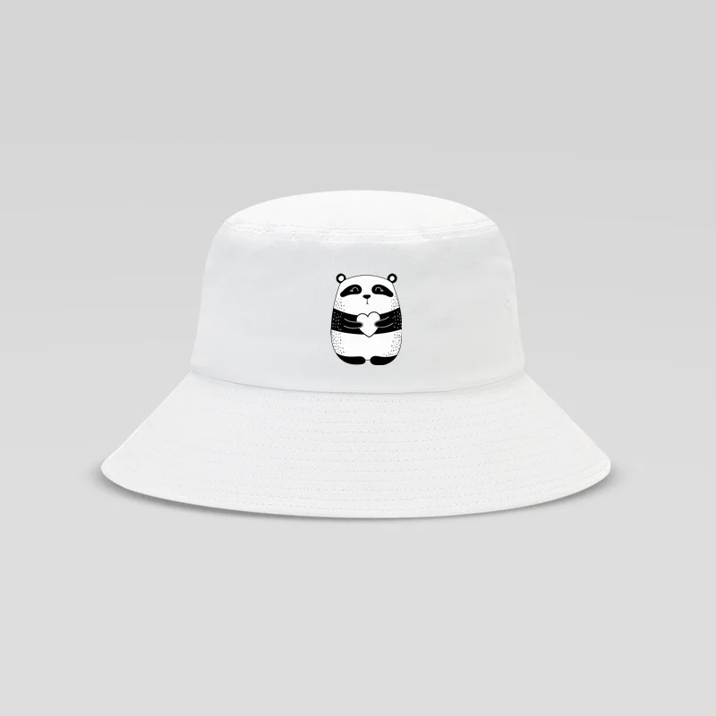 Cute Panda Print Cotton Fabric Bucket Hat Men and Women Boyfriend Gifts Hats Caps 4 Colors