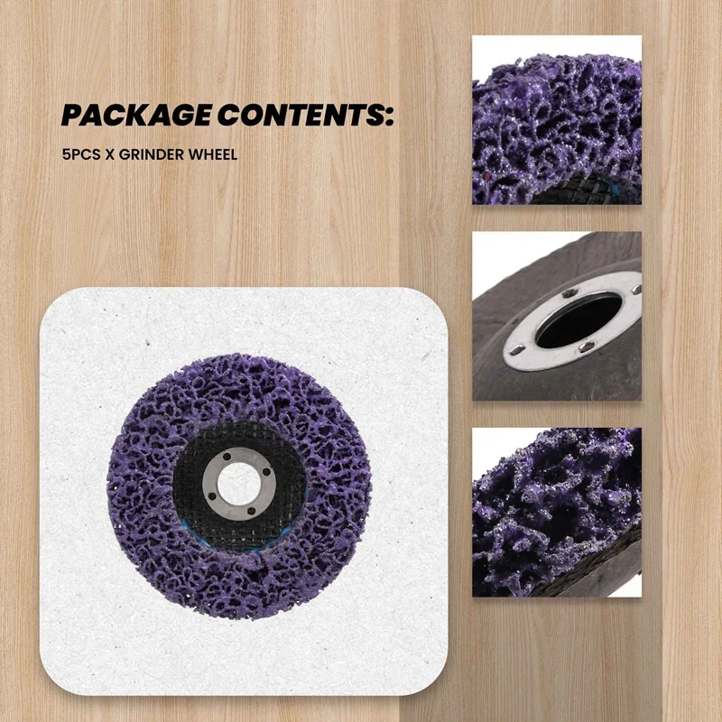 ポーク耐久性ポリストリップディスクホイール、木材、金属、塗装、錆除去、洗浄、研磨工具、アングルグラインダー、100x16mm、5個