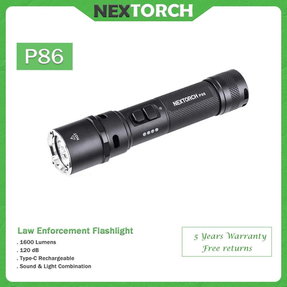 

Nextorch P86 Tactical Flashlight 1600 Lumens torch,LED, rechargeable powerful lamp, for camping fishing Outdoor lighting hunting