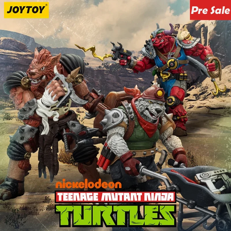 ما قبل البيع يوليو جديد حقيقي 1/18 Joytoy النينجا السلاحف Groundchuck Dirtbag Rahzar عمل الشكل لعبة تحصيل الحلي