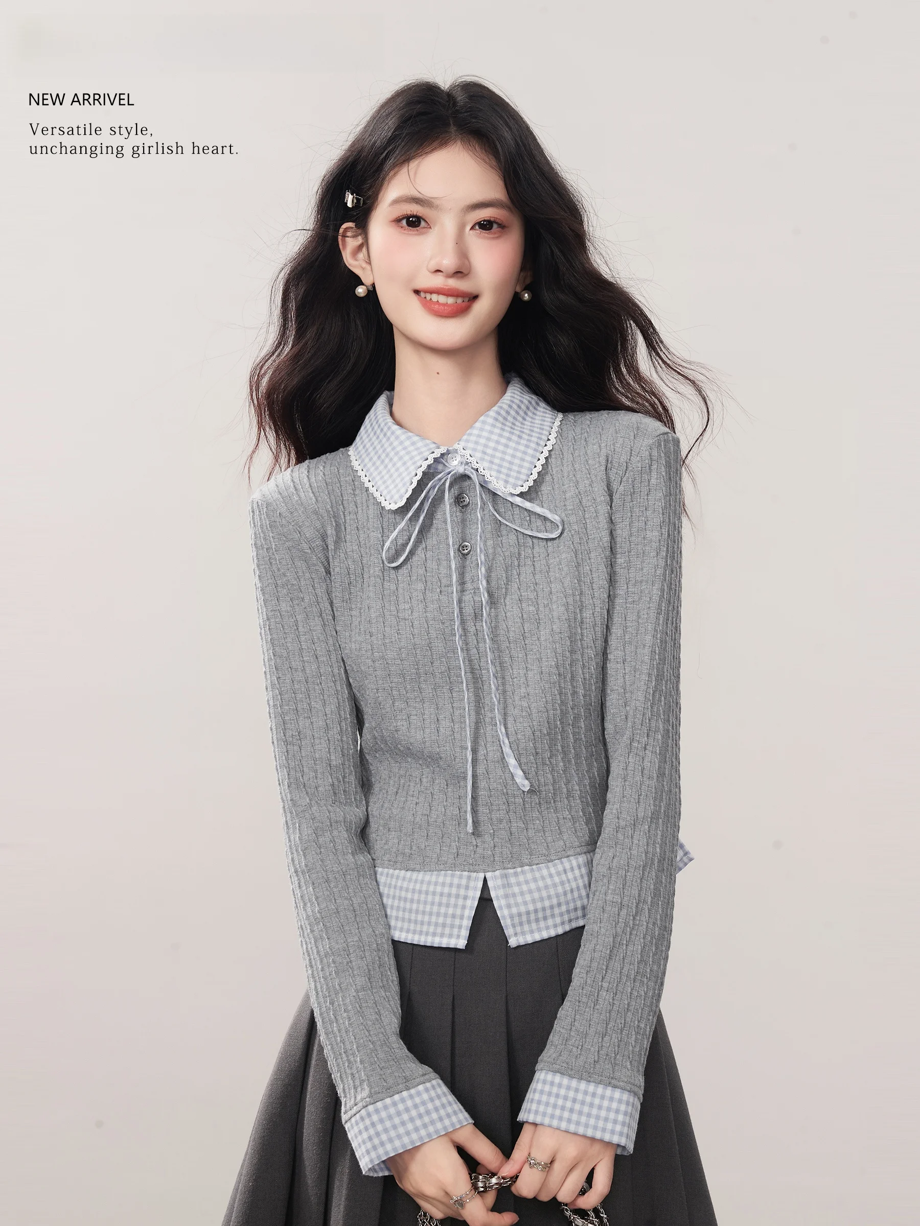 

Retro Design Knitted Cardigan Women's Slim Fit Top New Autumn Winter Polka Dot Pattern Polyester Fiber A-Class Se