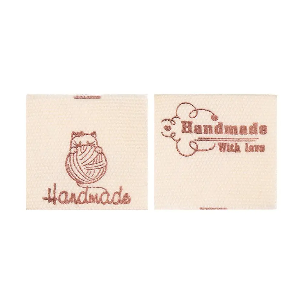 50PCS Sewing machine Woven Knitted Supplies Cartoon Cat Handmade With Love Sewing Accessories Cloth Garment Labels Clothing Tags